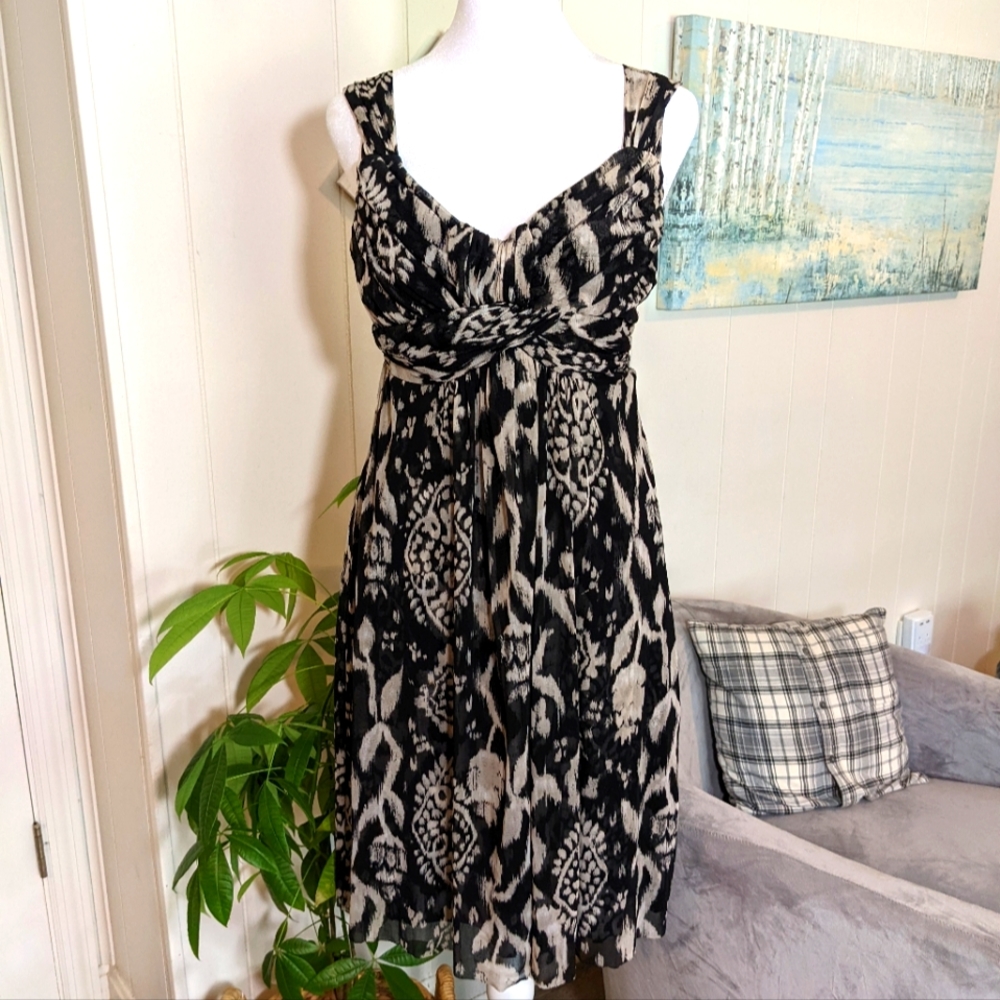 INC, Summer Dress, empire waist, rushed bust and straps, IKAT Print,